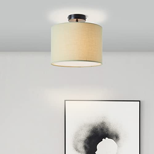 Brilliant Stoff Deckenlampe - dekorative Deckenleuchte in grün - dimmbar & LED Leuchtmittel geeignet - 28cm Durchmesser - geeignet für E27 Fassung - Metall/Textil