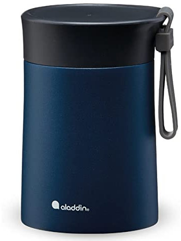 Aladdin Bistro Thermavac Stainless Steel Food Jar 0.4L Navy Blue – Keeps hot or cold for 5.5 Hours - Double Wall Vacuum Insulation- Leakproof Lunch Container - Dishwasher Safe - BPA-Free