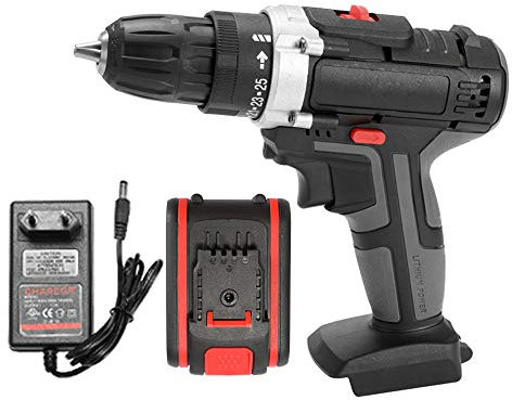 Geevorks Perceuse sans fil 36 V, 1450 rmp Tournevis électrique avec 1 batteries rechargeables de 1300 mAh, 28 N.m Tournevis sans fil avec LED Lumière pour la maison et le transport en plein air