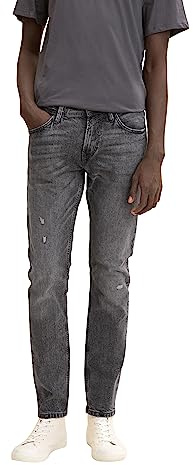TOM TAILOR Denim Herren Piers Slim Jeans 10223 - Destroyed Mid Stone Grey Denim 31W / 34L