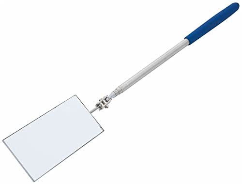 myshopx KFZ Spiegel Teleskop Inspektionsspiegel ausziehbar KFZ Spiegel mit Teleskopstiel 290 bis 780 mm, stufenlos einstellbar, Spiegelmaß 50 x 90 mm, verstellbarer Spiegelwinkel, Silber / Blau