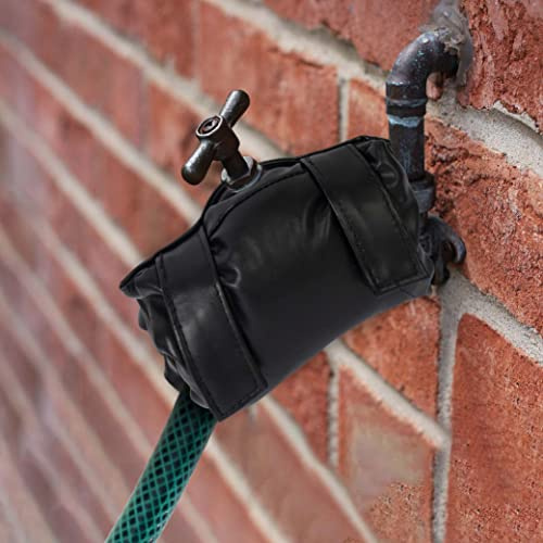 BLOSTM Outdoor Tap Cover 2 Pack - Tap Insulation Jacket (Black) | Outside Tap Jacket Made of Durable, Weatherproof Plastic, Universal Garden Tap Cover for Outside Tap Frost Protection Winter
