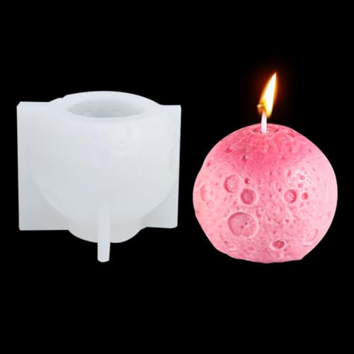 Zayookey Moldes de Resina Luna Esfera Moldes de Silicona Molde de Vela Molde de Fundición de Resina Epoxi para Velas y Jabones Hechos a Mano