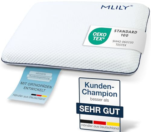 MLILY by Bestschlaf Nackenstützkissen Cooling Gel, aus Visko-Mineralschaum, atmungsaktives Kopfkissen, mit Wendefunktion und waschbarem Kissenbezug