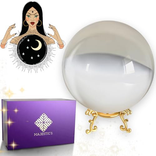 Bola de Cristal Visual, 10 cm, Soporte de Metal + Caja, cristalomancia, adivinación, Media [garantía de por Vida]