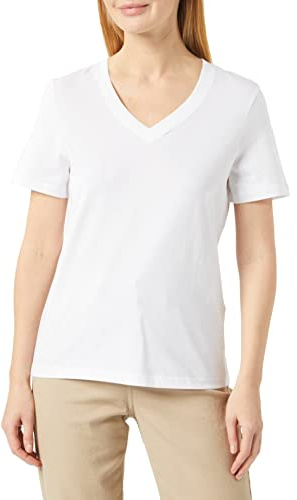 SELECTED FEMME Women's Slfessential SS V-Neck Tee Noos T-Shirt, Bright White, Large