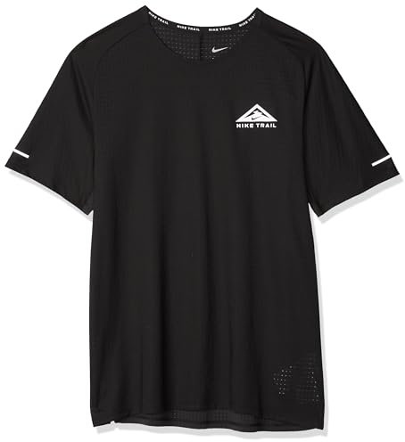 NIKE Men's M NK DF Trail TOP SS T-Shirt, Black/White, S