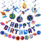 SUNBEAUTY Geburtstag Weltraum Dekoration Weltraum Deko Set Enthält Planet Spirale Happy Birthday Banner Sonnensystem Planet Flagge String für Kindergeburtstag Junge