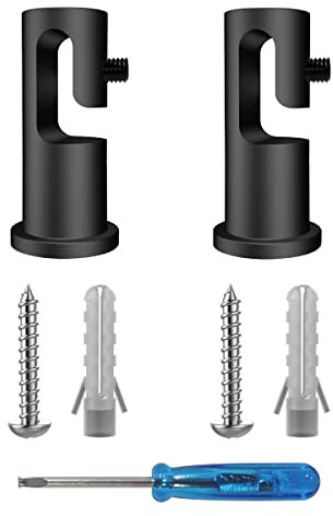 OASHISU 2 Pièce Décentrateurs de Presse-étoupe et Serre-câbles en 'J' au Mur ou au Plafond, avec système de Blocage, pour Lampes et suspensions, Couleur Noir