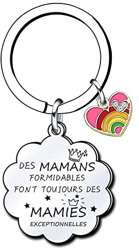 Lumengqi Cadeaux de Noël pour Mamies Porte-clés Maman formidables Mamie exceptionnelles - Porte-clés pour Annonce Grossesse Mamie Naissance Enfant idée Cadeau Annonce bébé Fille garçon