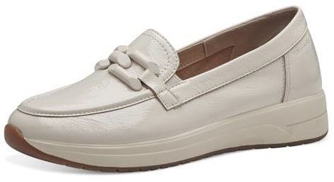 Tamaris Comfort Damen Slipper aus Leder Bequem, Beige (Beige Lack), 41 EU
