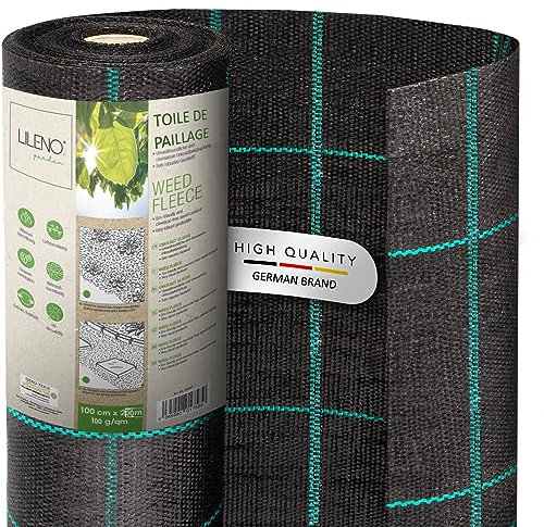 LILENO HOME Toile anti-mauvaises herbes pour jardin, 200 m², 100 g/m², perméable à l'eau, indéchirable, résistant aux UV, 1 m x 200 m