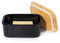 Theo&Cleo Butterdose Keramik mit Holzdeckel, 250g Butter Aufbewahrung, Butterbox Porzellan Vintage (Schwarz)
