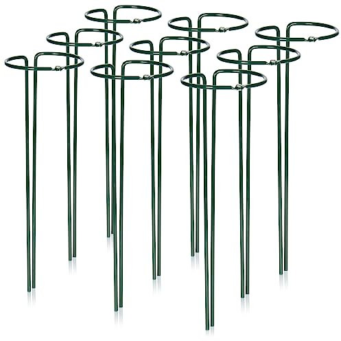com-four® 9X Blumenhalter - Staudenhalter für Blumen (Höhe: 35 cm) - Pflanzenhalter als Blumenstütze, Rankengewächse, Rosenstütze, Stauden, Staudenring rund für den Garten, Balkon, Terrasse
