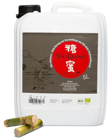 DIMIKRO Zuckerrohrmelasse Melasse aus Deutschland Bio Qualität- hoher Zuckeranteil zur Herstellung von Effektiven Mikroorganismen aktiv oder Tierfutterzusatz (5 Liter)