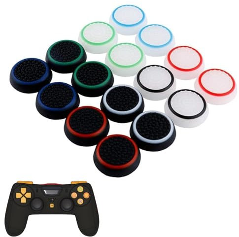 16 empuñaduras para pulgar, 8 colores de agarre de pulgar noctilucentes compatibles con PS5 y PS4, controlador de joystick Ps3, puntos convexos y cóncavos elevados y diseño tachonado