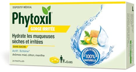 Phytoxil Pastilles Gorges irritées - Miel citron menthe – Dispositif médical- Hydrate les muqueuses sèches et irritées – 16 pastilles - A partir de 6 ans