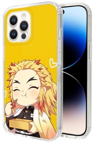 Phone Case Japanese Anime rengoku Chibi Compatible for iPhone 14 Plus Case Flexible TPU Protective Soft Phone Case Cover