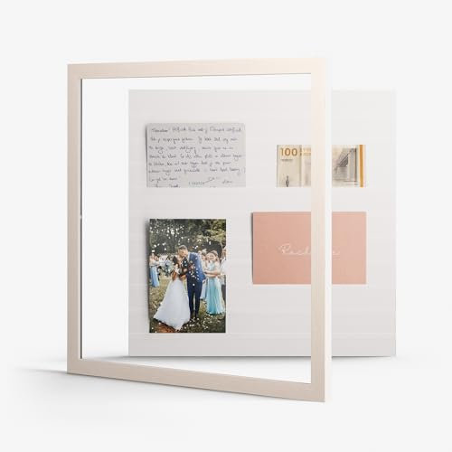 Deknudt Frames - Fotocollage Bilderrahmen groß zum Öffnen für mehrere Bilder (Weiß, 40x40cm, Glas) – Abnehmbarer Fotorahmen für mehrere Fotos mit Frontöffnung