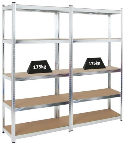 PROREGAL Mega Deal 2X Schwerlastregal Ragnar HxBxT 180x90x40cm mit Fachlast 175kg Verzinkt Garagenregal Kellerregal Werkstattregal Lagerregal Steckregal