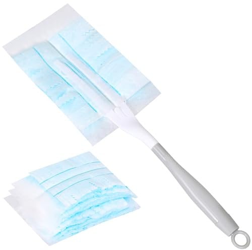 Acooruiteng 10 Pcs Flash Duster Flash Duster Refills with 1 Handle Durable Fluffy Duster Fluffy Blue Dusters Refills Duster Refill for Cleaning Dust,Dirt