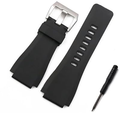 WAHRE Kautschukband Herrenuhr Zubehör Dornschließe Passend for Bell Ross Strap BR01 Sport Wasserdichtes Armband Herrenuhrenarmband