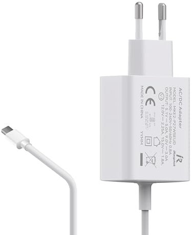 iRasptek Fuente de alimentación Raspberry Pi 5 USB-C de 27 W,Fuente de alimentación 5,1V/5A USB-C para Raspberry Pi 5, Blanco