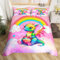 Loussiesd Kinder-Bettwäsche-Set mit Drachen-Motiv, für Einzelbett, Cartoon-Drachen-Ei-Druck, Regenbogen-Bettwäsche-Set, rosa Nebel, Tagesdecke, Bezug, geheimnisvoller Weltraum, Steppdecken-Set mit 1