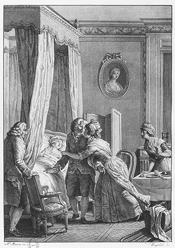 WACTWJNA Klassisches Ölgemälde Moderne Kunst Poster Wandkunst Bilderdruck Der Besuch des Doktors von Boson von Nicolas Andre Monsiau Wand-Kunst Bild für Wohnkultur 60x90cm