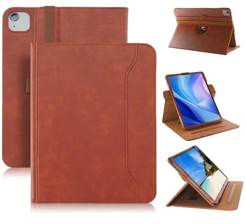 DINGGUAGUA Case for Apple iPad Pro 13inch M4 2024 PU Leather Business Cover iPad Air (M2) 13 /iPad Pro 12.9 inch 2022/2021 with 360 Degree Swiveling Stand Auto Sleep/Wake,Brown