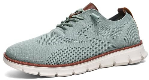 Breeze Shoes Oxford para Hombre con Cordones, Ligeros, Informales, cómodos, Zapatos para Caminar, Urban Breeze, Zapatillas de Deporte de Malla para Hombre, Zapatos de Negocios (Verde Claro,44)
