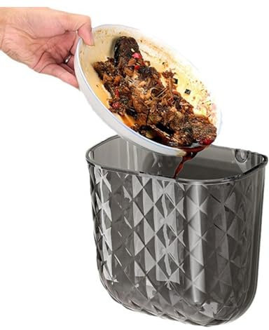 Wall Mounted Storage Bin, Wall Mounted Foldable Trash Bin, Suction Cup Design Waste Basket No Drilling | Waste Recycling and Compost Kitchen Waste Bin with Ventilation and Space Saving