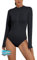 kiniswim Period Swimwear for Teens Tummy Control Menstrual One Piece Swimsuit Long Sleeve Leakproof Bathing Suit for Girls Black