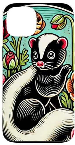 Hülle für iPhone 13 Skunk Art Floral Skunk Lovers Illustration Blume