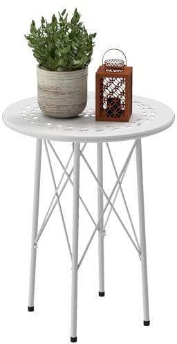 Outsunny Gartentisch Runder Gartentisch Outdoor-Terrassentisch Ø40x50 cm mit verstellbaren Beinen und X-förmigem Gestell Outdoor und Indoor Tisch Weiß