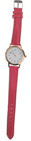 Holibanna Damen Quarzuhr Mit Pu Lederband Rote Armbanduhr Mit Edelstahlschnalle Modische Mädchen Uhr Für Alltag Und Büro