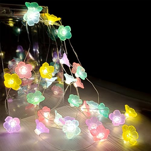 GoldRock Led Lichterkette Kirschblüten Deko, 2m 20 Led Cherry Blossom Lights,Lichterkette Blumen Innen Batterie Bunt,Kawaii Japanische Deko,Kirschblüten Lichterketten für Frühling,Hochzeit,Wand,Zimmer