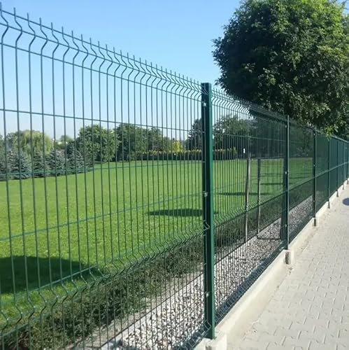 V Mesh Perimeter Security Fence Powder Coated Fencing Green 1.8m Height (2 Sections and 2 Post)