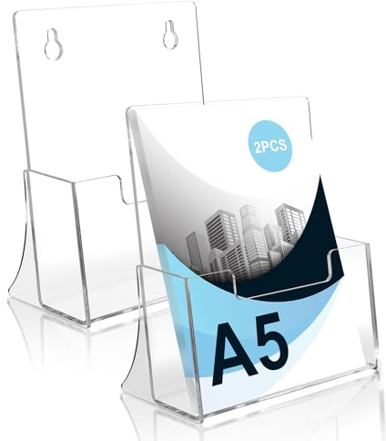 Samamoca 2 Stück Acryl Flyerständer A5,A5 Clear Leaflet Holder,Tisch-Prospektständer,Flyer Aufsteller Prospekthalter,Din Prospektständer,Flyerständer Für Büros,Theke,Hotel,Shop,Restaurant