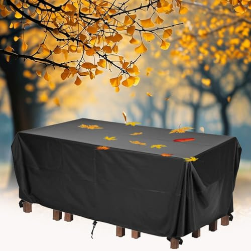 IUCUHE wasserdichte Abdeckung Gartenmöbel,Abdeckplane Wasserdicht Gartenmöbel 340 L x 240 B x 40 H/cm Gartenlounge Abdeckung,Oxford-Gewebe,Outdoor-Möbelabdeckung, Ovaler Tischschutz Mit Kordelzug
