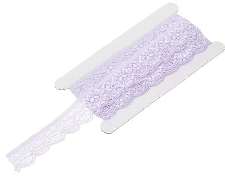 sourcing map Nastro di pizzo vintage all'uncinetto, 2,5 cm x 4,5 m, colore viola chiaro, per fai da te, scrapbooking, vestiti, tessuto, decorazione per matrimoni, confezioni regalo