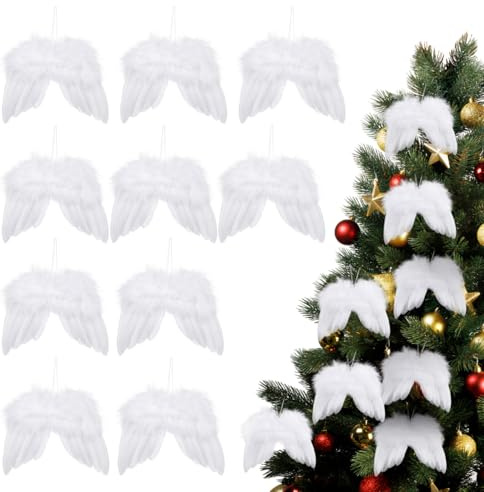 GALPADA EngelsflüGel WeihnachtsbaumflüGel HäNgende FlüGelverzierungen Baumschmuck Engel FlüGel AnhäNger Federn Deko FüR Weihnachtsbaum Fensterdeko Und Basteln
