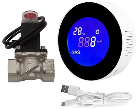 WIFI Tuya Rilevatore Di Fughe Gas GPL Naturale Con Elettrovalvola Elettrica Spegnimento Intelligente Automatico Sensore Allarme Perdite Metano CH4 Rapidamente Accurato(With DN15 Valve)