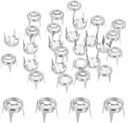 QUARKZMAN 100 Stück 7mm Strassstein Nieten, Flacher Boden Metall Krallen Perlen Nagelkopf Nieten für Schuhe Gürtel Basteln Dekorative DIY Handwerk Bekleidung (Silber Weiß)