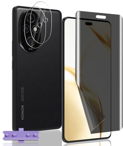 Zhiihorr Protector Pantalla Privacidad para Honor 200 Pro 5G, [1 Pieza Anti Espía Película TPU Suave + 2 Piezas Cristal Templado Protector Cámara] - Flexible Película Protectora para Honor 200 Pro 5G
