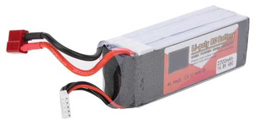 Dilwe Batterie LiPo 4S 14,8 V 2200 MAh, Batterie au Lithium Polymère Haute capacité 45 C T Plug, avec Performances Stables pour Voitures Télécommandées, Drones, Avions