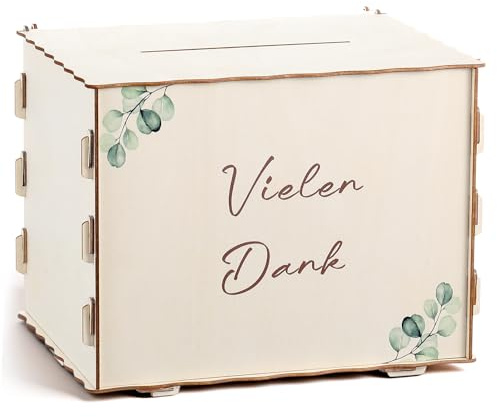 Namalu Kartenbox Vielen Dank Hochzeit Spendenbox Geburtstag Briefbox | Geschenkkarten Geld Box, Spardose aus Holz, Dekoration für Taufe Party Rezeption Jubiläum