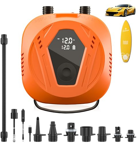 SUP Luftpumpe, 50 psi elektrische luftpumpe, sup pumpe elektrisch Intelligent Aufblasen & Entleeren Paddle Board Pumpe, Wiederaufladbar Auto-Off für Paddle-Boards, Surf-Kites, Zelte, Boote,Car