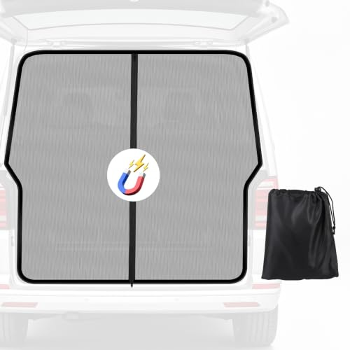 CPROSP Moskitonetz Magnetisch, für VW T5 T6 Heckklappe, für Volkswagen Bus | Dreireißverschluss Kofferraum Fliegengitter mit Sonnenschutz; Auto Insektenschutz; ohne Bohren Montage