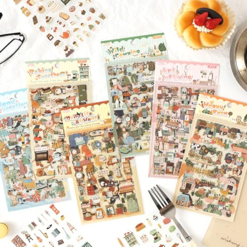 Scrapbook Zubehör,24 Blätt Cute Series Journaling Stickers Für Notebook | Arpaper Scrapbook Sticker Scrapbooking Aesthetic Journaling Stickers für DIY,Fotoalbum,Computer